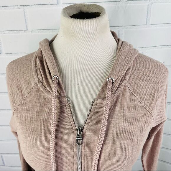Calvin Klein Performance Even Sand Ruched LS Zip Front Hoodie Jacket - Small - Picture 5 of 16